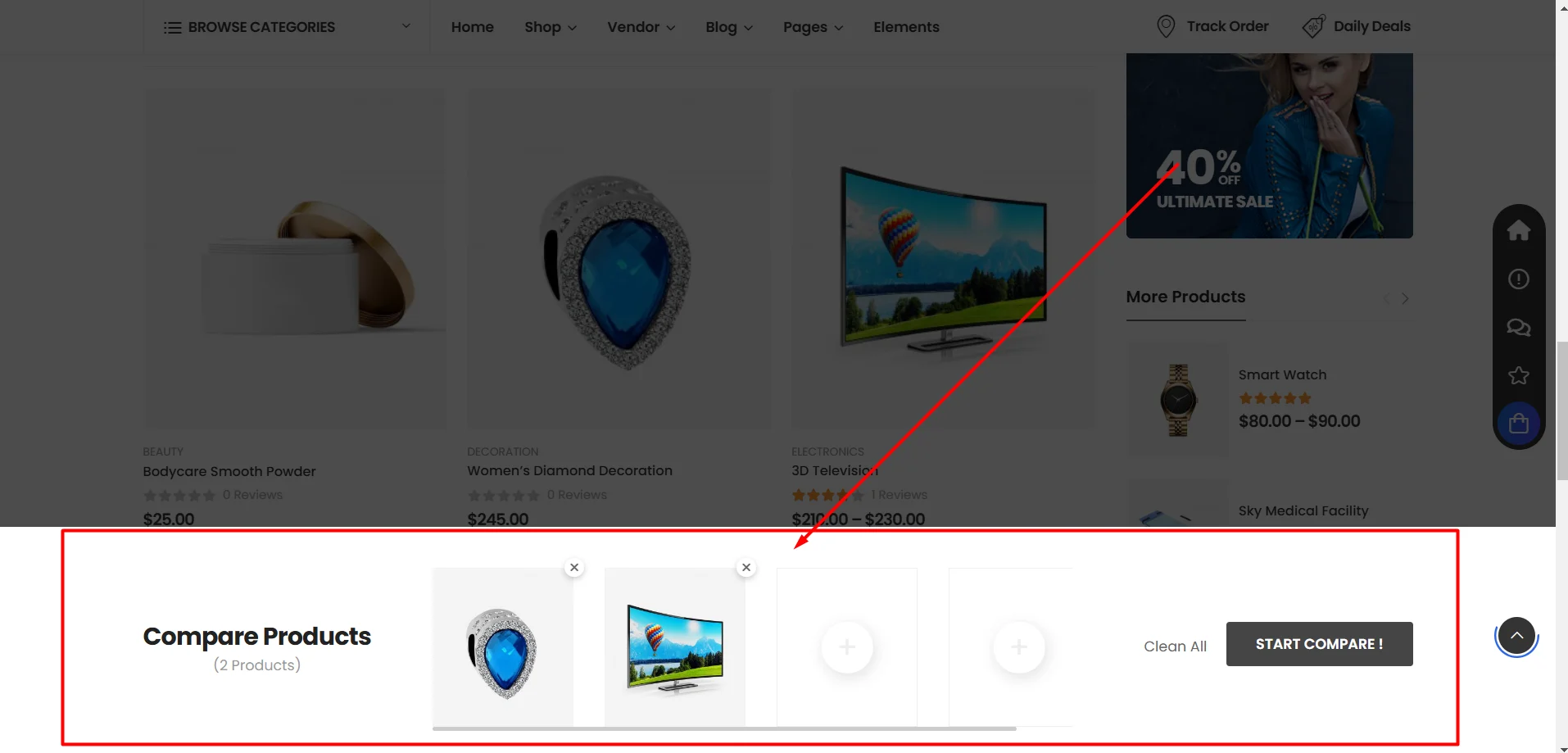 Wolmart Review: The Ultimate Multi-Vendor Marketplace WooCommerce Theme 12 Wolmart Multi-Vendor Marketplace WooCommerce Theme product compare section design